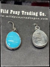 Load image into Gallery viewer, Rosemary Saunders, Navajo silversmith. Sterling silver and Sonoran Gem turquoise dangle earrings.