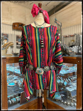 Load image into Gallery viewer, Satin serape poncho style top with scrunched sleeves. 

