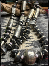 Load image into Gallery viewer, Sophia Becenti large, handmade beads, Jacla style necklace with pink conch spacer beads.