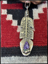Load image into Gallery viewer, Del Arviso Charoite Cluster & Feather Pendant