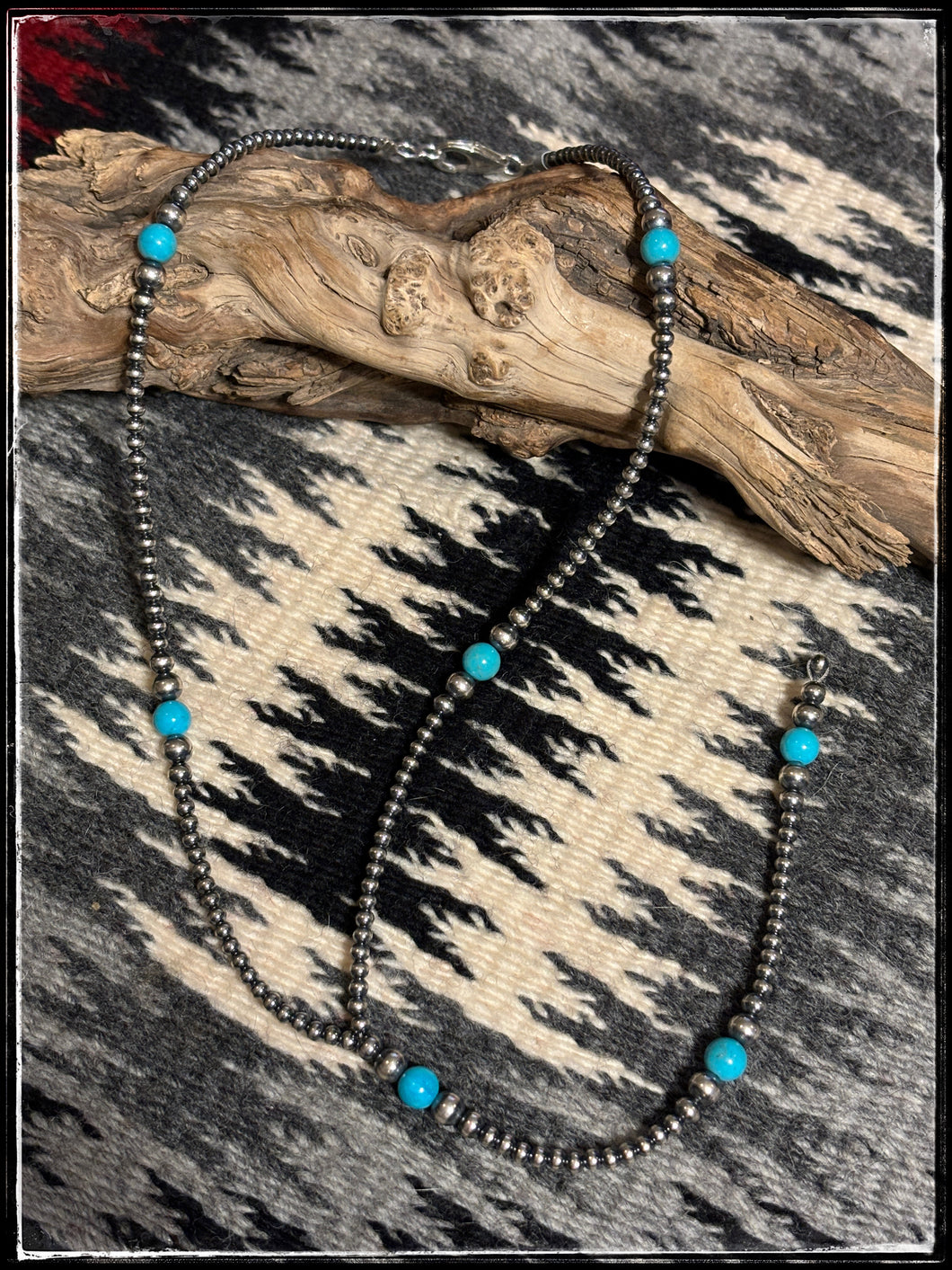 Sterling Silver & Turquoise Bead Y Necklace