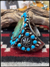 Load image into Gallery viewer, Kevin Billah , Navajo silversmith. MEGA Mixed Turquoise Cuff. Sterling silver and turquoise.