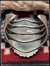 Load image into Gallery viewer, Kevin Billah , Navajo silversmith. MEGA Turquoise Cuff. Sterling silver and turquoise.  Hallmark stamp.