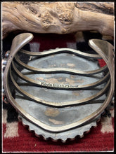 Load image into Gallery viewer, Kevin Billah, Navajo silversmith. Sterling silver, coral and turquoise mega cuff. Hallmark stam.
