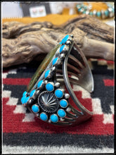 Load image into Gallery viewer, Kevin Billah , Navajo silversmith. MEGA Turquoise Cuff. Sterling silver and turquoise.