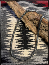 Load image into Gallery viewer, 6mm, rondelle, oxidized bead necklace.