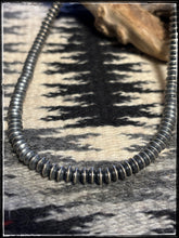Load image into Gallery viewer, 6mm, rondelle, oxidized bead necklace.