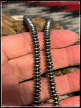 Load image into Gallery viewer, 6mm, rondelle, oxidized bead necklace.