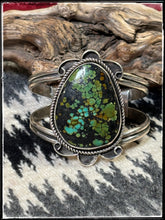 Load image into Gallery viewer, Danny Henio, Navajo silversmith - sterling silver and turquoise cuff.
