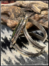 Load image into Gallery viewer, Danny Henio, Navajo silversmith - sterling silver and turquoise cuff. - side view