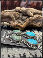Load image into Gallery viewer, Kobe Martinez, Navajo silversmith. Turquoise double stone drops.