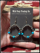 Load image into Gallery viewer, Turquoise & Sterling Bead Hoops