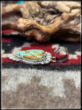 Load image into Gallery viewer, Rosella Paxson, Apache artist. Sterling silver and #8 turquoise pendant.