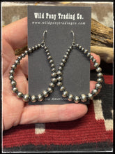 Load image into Gallery viewer, 3mm to 6mm, graduated, sterling silver, oxidized bead hoop earrings on French wires.