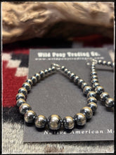 Load image into Gallery viewer, 3mm to 6mm, graduated, sterling silver, oxidized bead hoop earrings on French wires.