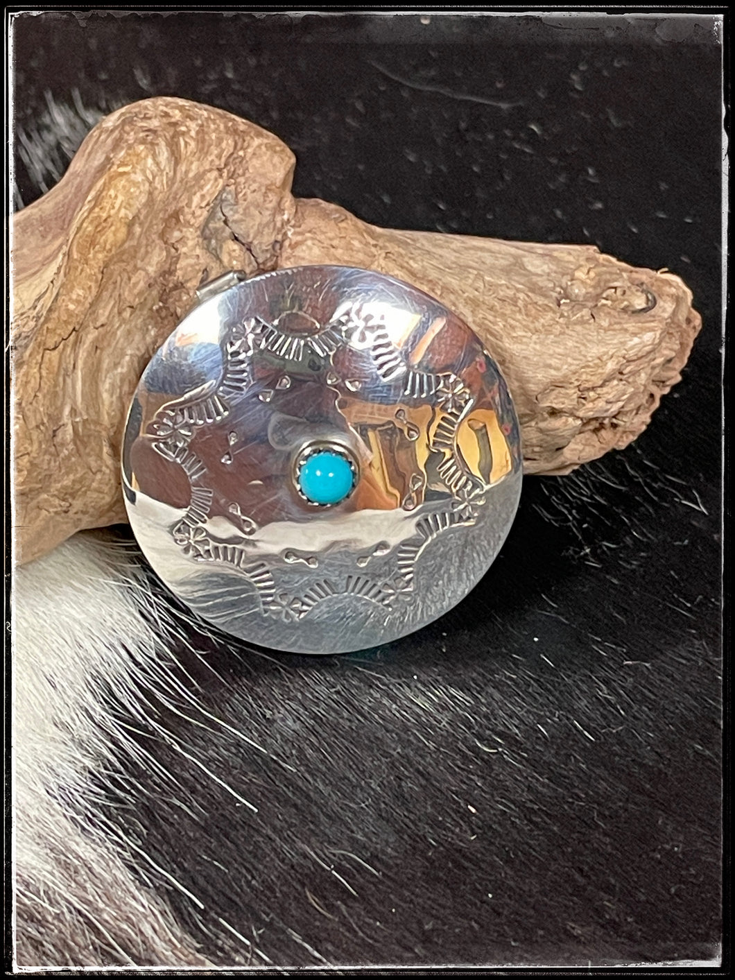 Wesley Whitman sterling silver and turquoise pill box