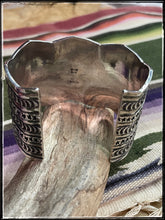 Load image into Gallery viewer, Delayne Reeves, Navajo silversmith, sterling and Royston Turquoise cuff