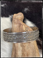 Load image into Gallery viewer, Adrian Reeves Long stamped sterling silver cuff