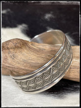 Load image into Gallery viewer, Adrian Reeves Long stamped sterling silver cuff