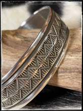 Load image into Gallery viewer, Adrian Reeves Long stamped sterling silver cuff