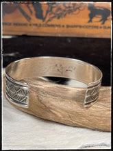 Load image into Gallery viewer, Adrian Reeves Long stamped sterling silver cuff
