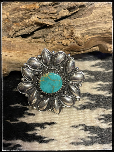 Derrick Gordon, sterling silver and turquoise flower ring