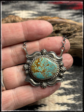 Load image into Gallery viewer, Ray Delgarito, Navajo silversmith.  Petite turquoise and sterling silver necklace.
