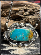 Load image into Gallery viewer, Jeff James Jr., Navajo silversmith.  Turquoise and sterling silver necklace. 
