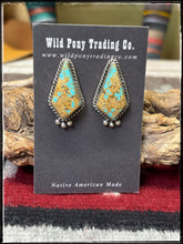 Load image into Gallery viewer, Elouise Kee, Navajo silversmith.  Sterling silver and turquoise stud earrings. 
