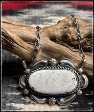 Load image into Gallery viewer, Jeff James, Navajo silversmith.  White Buffalo and sterling silver necklace. 
