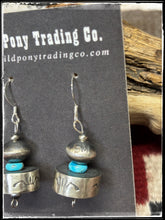 Load image into Gallery viewer, Handmade, Navajo bead earrings. Stamped SM. 
