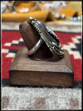 Load image into Gallery viewer, Jimmy Lee, Navajo silversmith.  Sterling silver and White Buffalo ring with an adjustable band. 
