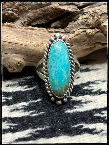 Freda Martinez, Navajo silversmith.  Sterling silver and turquoise Ring. 