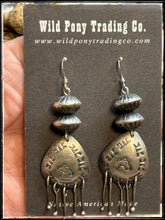 Load image into Gallery viewer, Preston Haley, Navajo silversmith. Handmade sterling silver beads with hammered discs and sterling fringe. Hallmark. 
