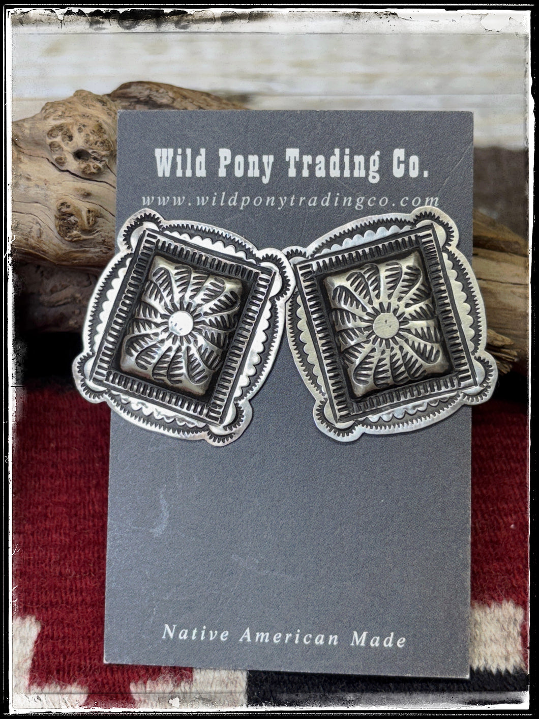 Leander Tahe Stamped Concho Earrings