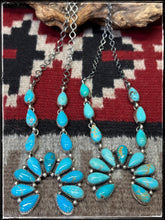 Load image into Gallery viewer, Anyssa Martinez, Navajo silversmith.  Sterling silver and Kingman turquoise Naja necklace.
