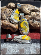 Load image into Gallery viewer, Samson Ettsity, Navajo silversmith.  Sterling silver and bumble bee jasper pendants 
