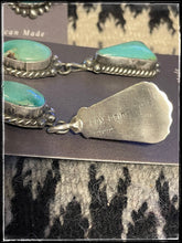 Load image into Gallery viewer, Elouise Kee, sterling silver and Kingman turquoise earrings - hallmark
