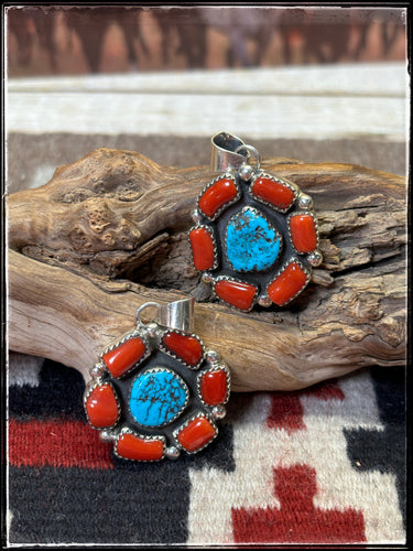 Elouise Kee Turquoise & Coral Pendant