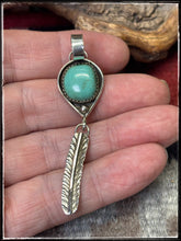 Load image into Gallery viewer, Priscilla Reeder,  Navajo silversmith. Light Green Turquoise and sterling silver Feather Pendants.   Choice B. 
