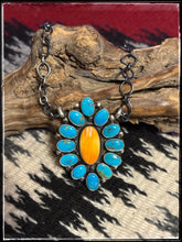 Load image into Gallery viewer, Travis Jim Turquoise &amp; Orange Spiny Shell Necklace
