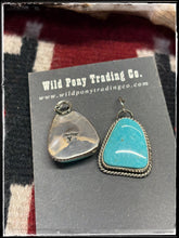 Load image into Gallery viewer, Dreama Yazzie, Navajo silversmith.  Sterling silver and turquoise drop earrings.  Hallmark stamp. 

