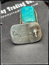Load image into Gallery viewer, Chassity Belone, Navajo silversmith.  Sterling silver and turquoise stud earrings.  Hallmark stamp. 
