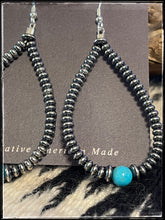 Load image into Gallery viewer, Single Turquoise Stone &amp; Saucer Bead Earrings
