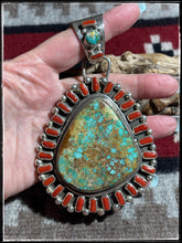 Load image into Gallery viewer, Del Arviso MEGA Turquoise &amp; Coral Pendant
