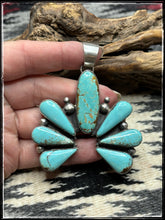 Load image into Gallery viewer, Robert Shakey, Navajo silversmith - Naja pendants in turquoise and or White Buffalo. - blue turquoise
