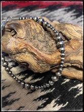Load image into Gallery viewer, Multi sized, sterling silver, oxidized &quot;pearl&quot; style bead bracelet
