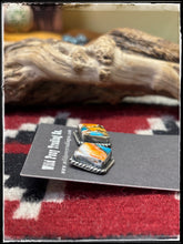 Load image into Gallery viewer, Judith Dixon, Navajo silversmith. Sterling silver and orange krush square stud earrings.  
