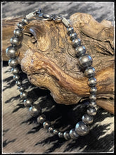 Load image into Gallery viewer, Multi sized, sterling silver, oxidized &quot;pearl&quot; style bead bracelet
