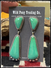 Load image into Gallery viewer, Elouise Kee, Navajo silversmith.  Sterling silver and Kingman turquoise mega drops.  
